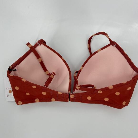Shade & Shore Bikini Top Size 34C Mahogany Polka Dot Swim Lightly Lined - Picture 3 of 9